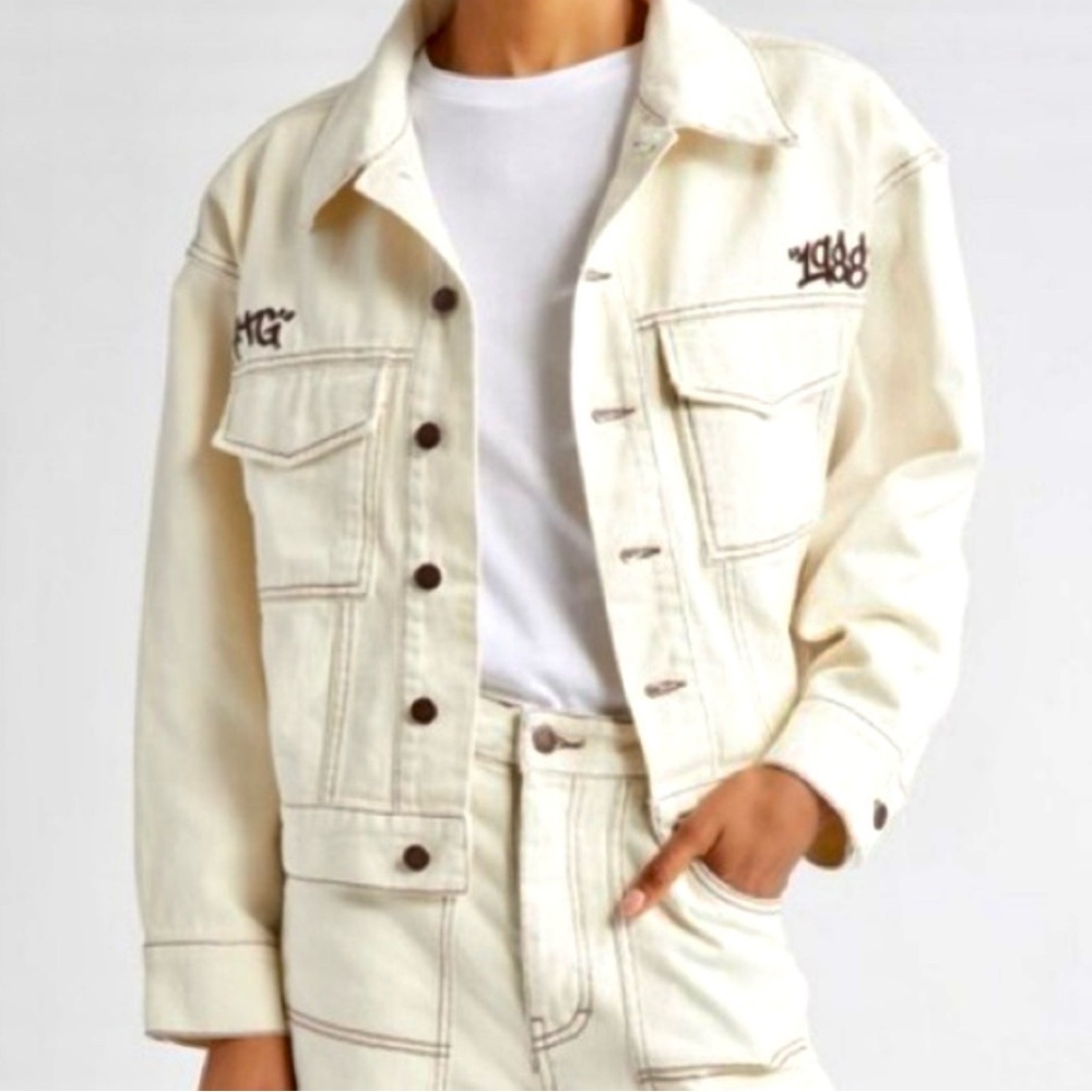 Honor The Gift Carpenter Style  Cream Denim Jacket